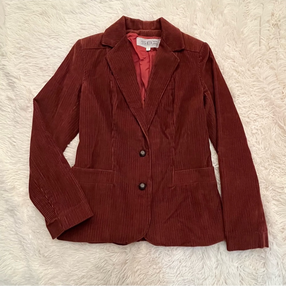 Vintage Brown Corduroy Eclectic Grandpa Blazer with Buttons Slim Fit